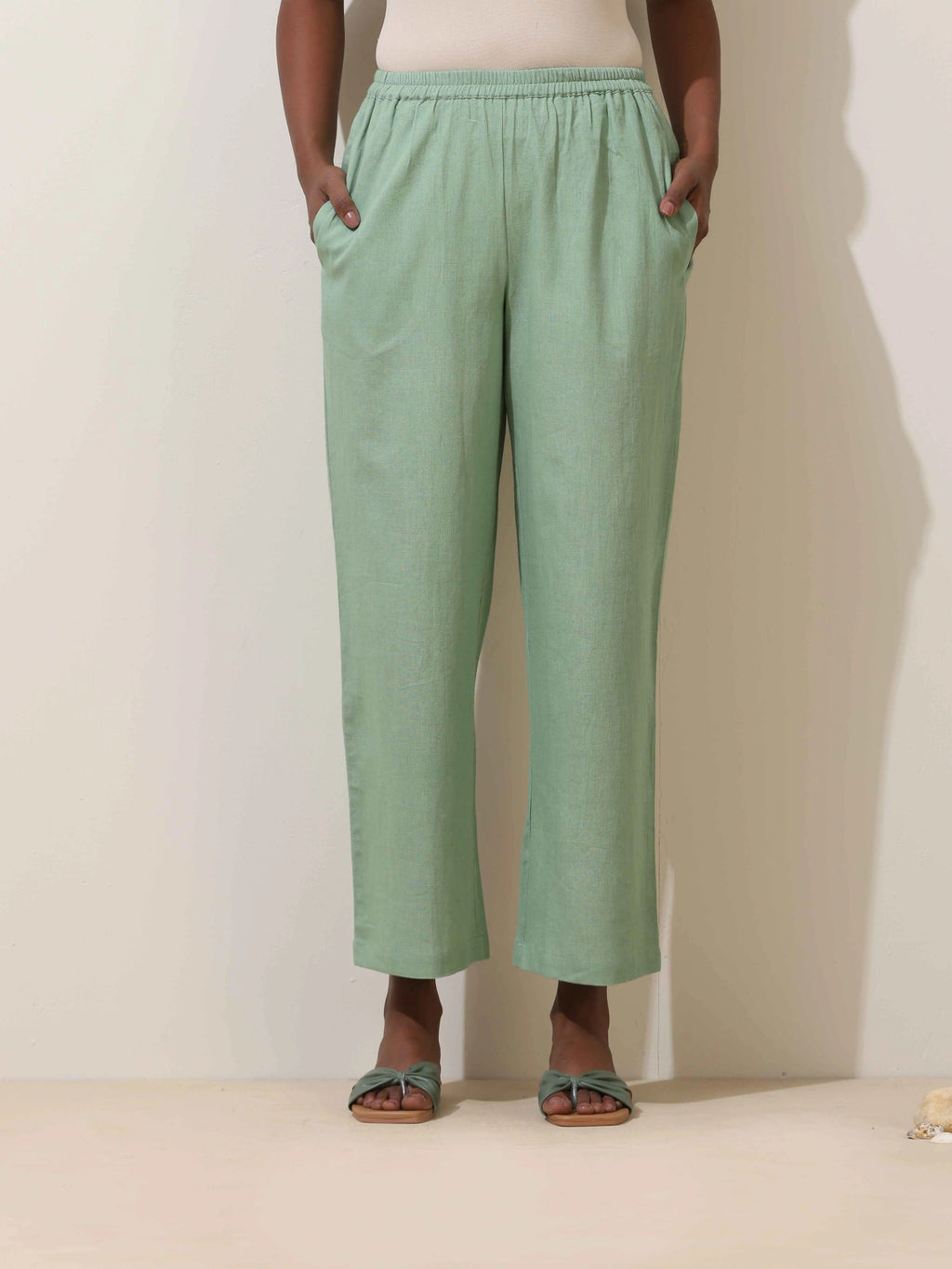 trueBrowns Mint Green Cotton Linen Co-Ord Set | Grocsy