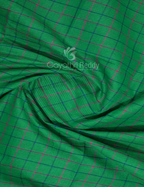 Rama Green With Checks Pure Mangalgiri Cotton Saree By Gayathri Reddy Designer Studio | Grocsy