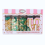 Confect Baby Shower Sprinkles | Gender Reveal Sprinkles | Gold, Silver, Mint Green & Pearl Dragees Pack of 5 (BABY SHOWER -09) | Grocsy