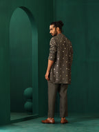 trueBrowns Men's Grey Diamond Viscose Silk Co-ord Set | Grocsy