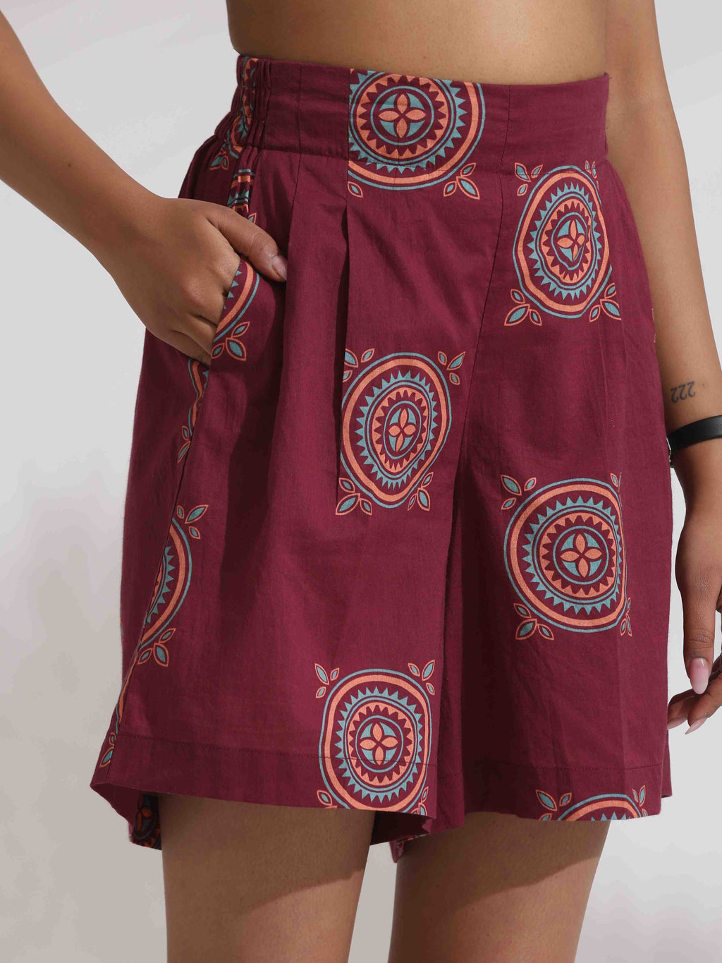 trueBrowns Purple Cotton Print Short Co-ord Set | Grocsy