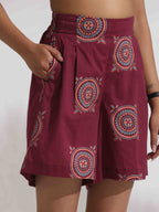 trueBrowns Purple Cotton Print Short Co-ord Set | Grocsy