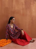trueBrowns Pink Print Sharara Set | Grocsy