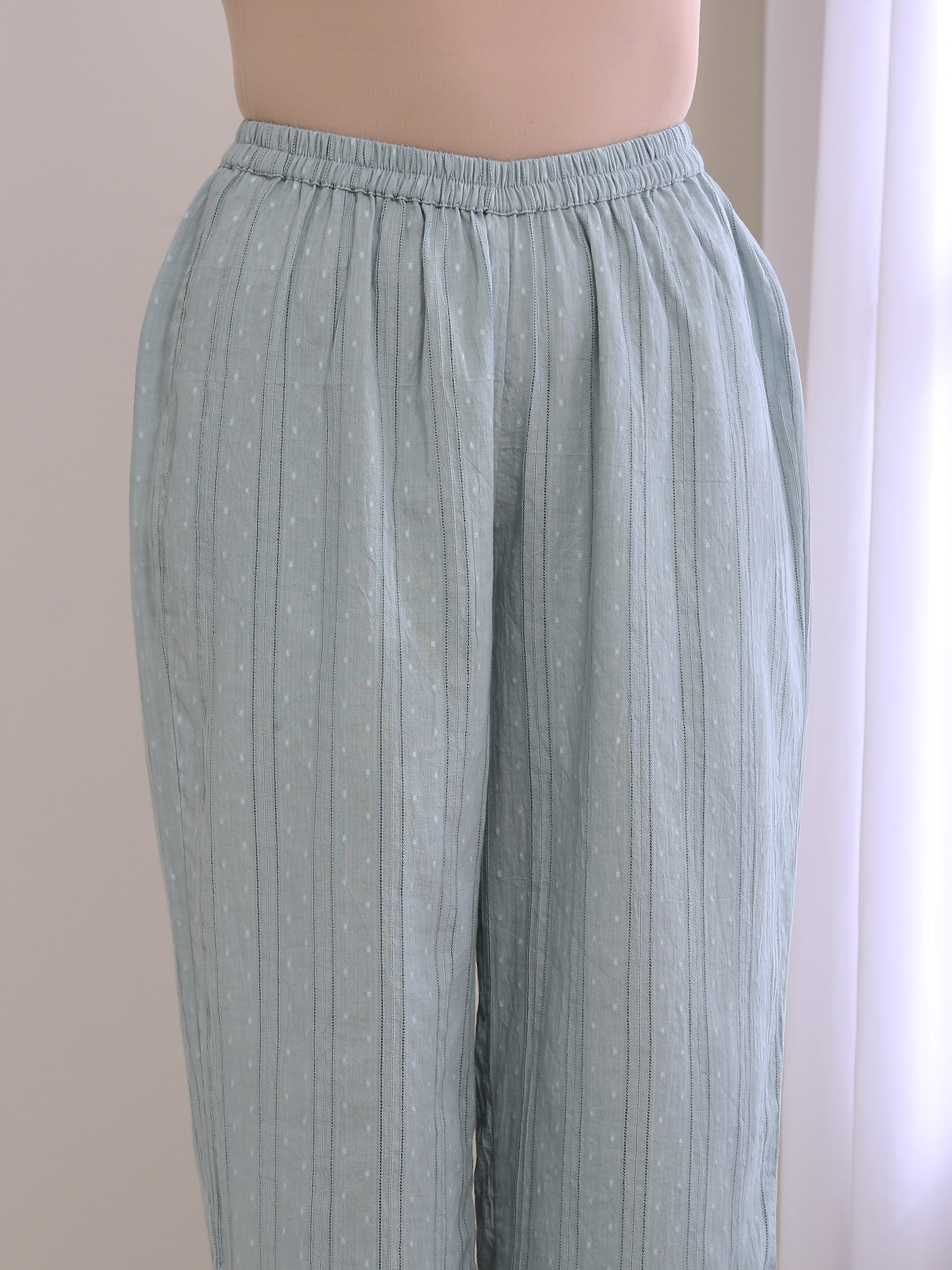 trueBrowns Eggshell Blue Dobby Relaxed Fit Co-Ord Set | Grocsy
