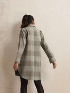 trueBrowns Green Check Pleated Winter Top | Grocsy