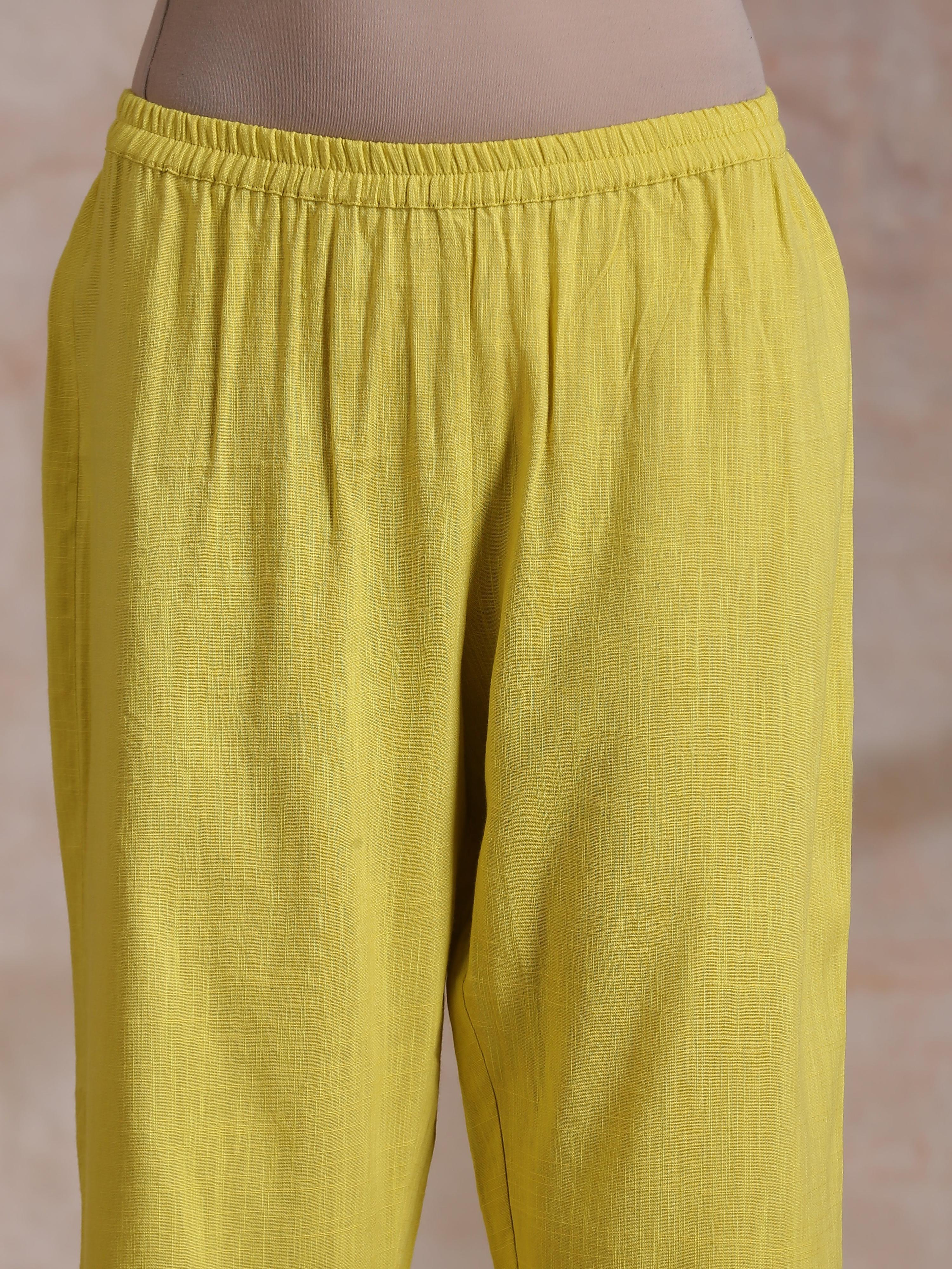 trueBrowns Lime Pink Zig-Zag Lines Print Cotton Kurta Pant Set | Grocsy