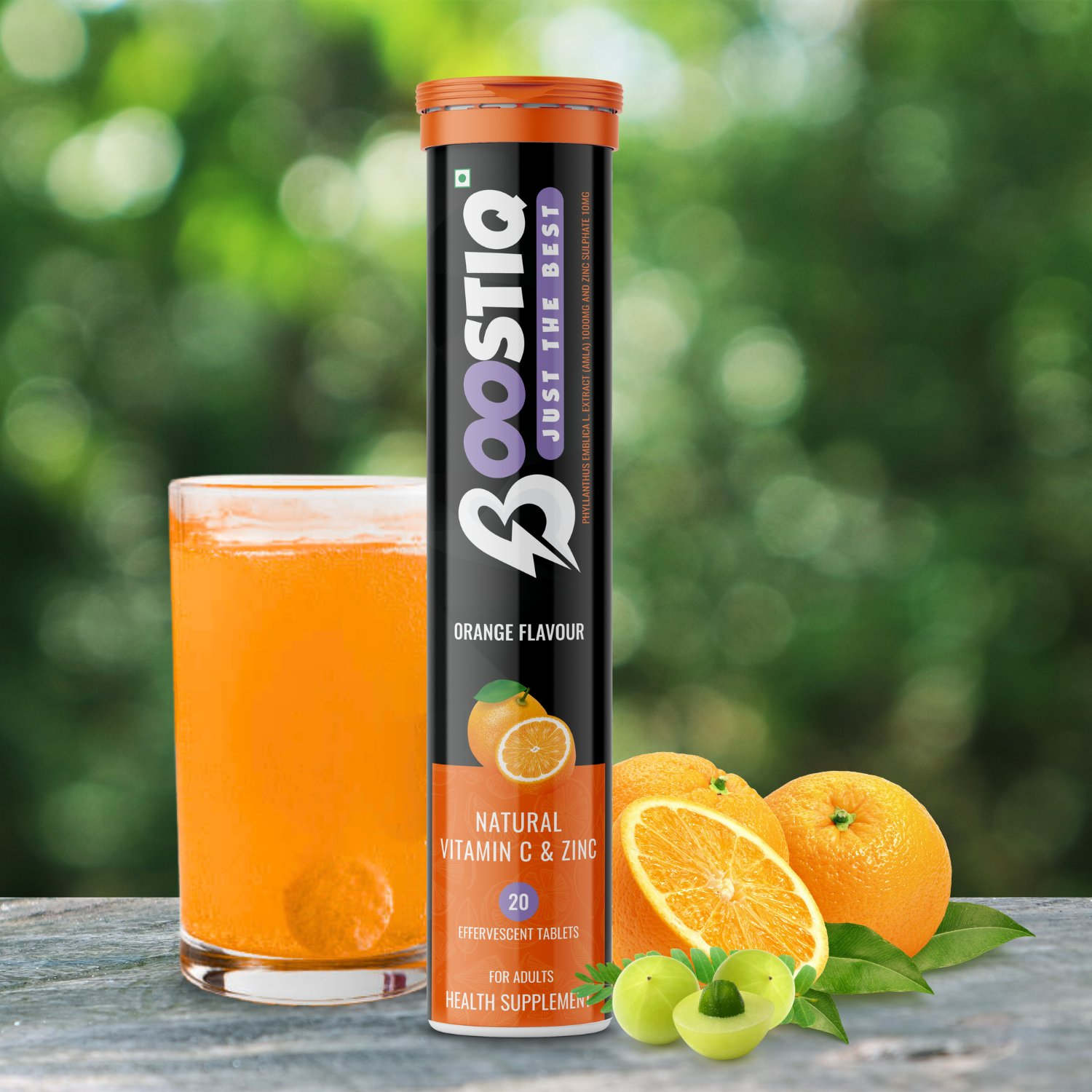 BOOSTIQ Vitamin C & Zinc Effervescent Tablets - Orange Flavour | Grocsy