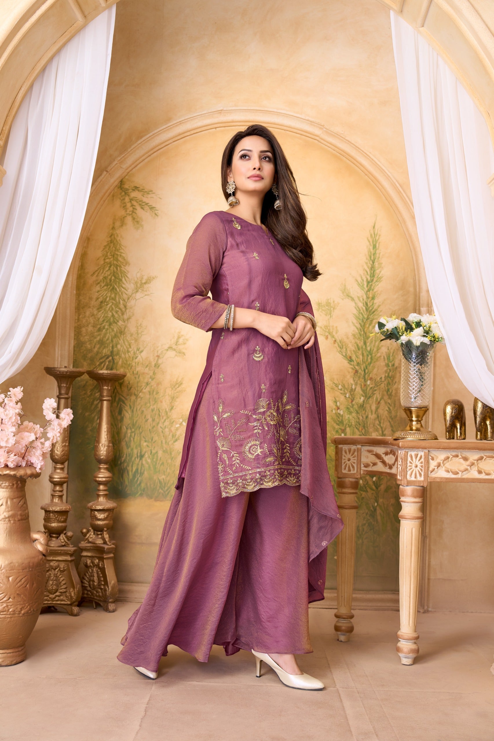 Anaita L Purple Silk Readymade Suit with Coding Work | Grocsy