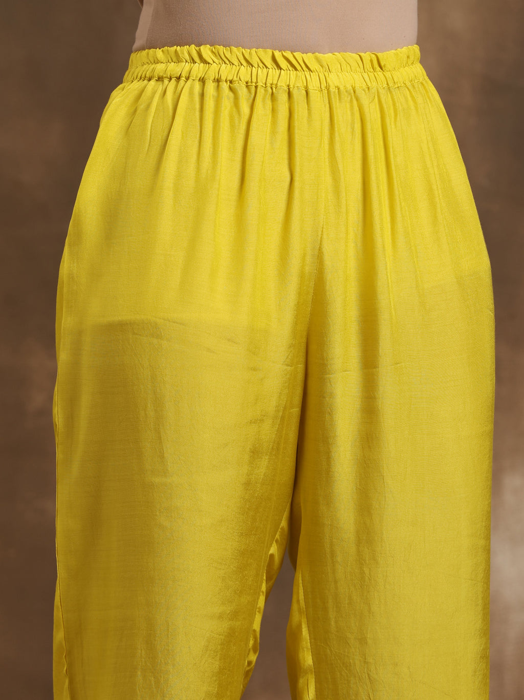 trueBrowns Lime Lehariya Printed Silk Kaftan Pant Set | Grocsy
