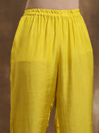 trueBrowns Lime Lehariya Printed Silk Kaftan Pant Set | Grocsy