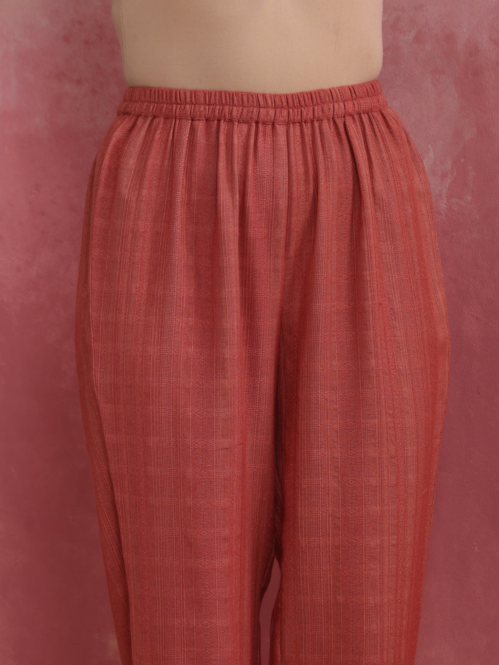 trueBrowns Peach Cotton Dobby Kurta Set | Grocsy