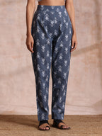 trueBrowns Grey On Grey Ikat Print Cotton Pant Suit Set | Grocsy