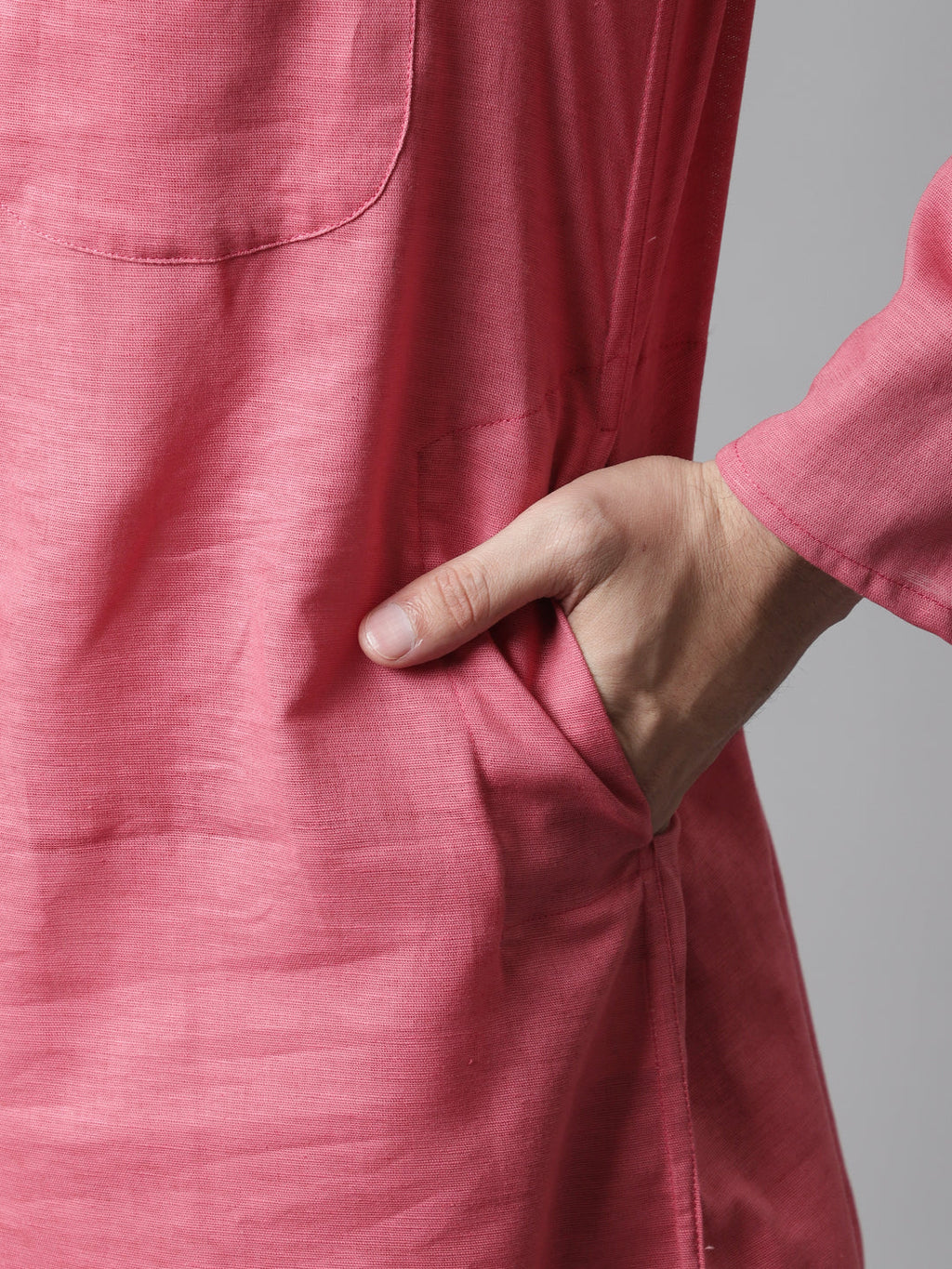 Even Apparels Rust Pure Cotton Kurta With Band Collar | Grocsy