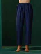 trueBrowns Blue Silk Flared Co-ord Set | Grocsy