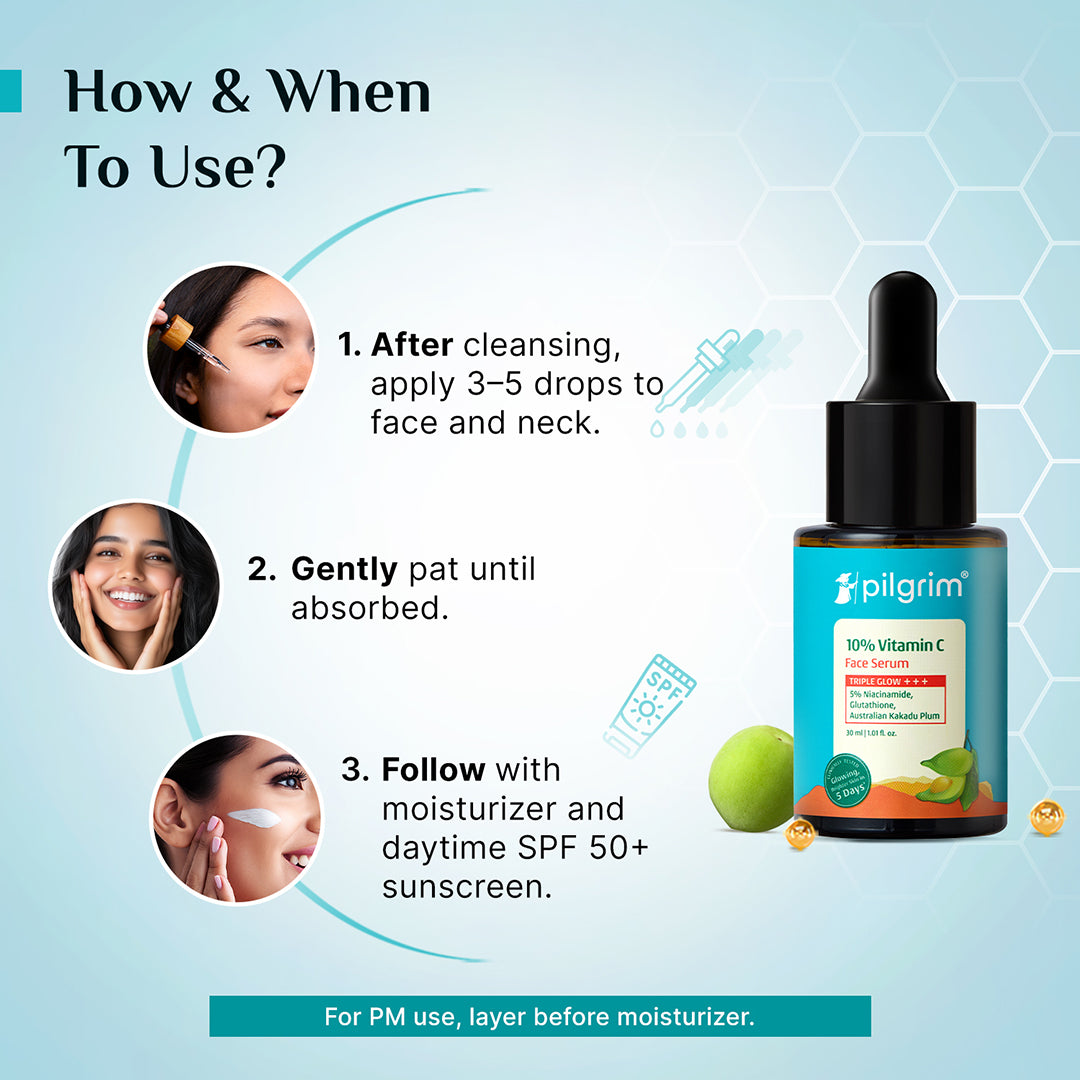 Pilgrim 10% Vitamin C Face Serum For Daily Brightness 5% Niacinamide | Grocsy