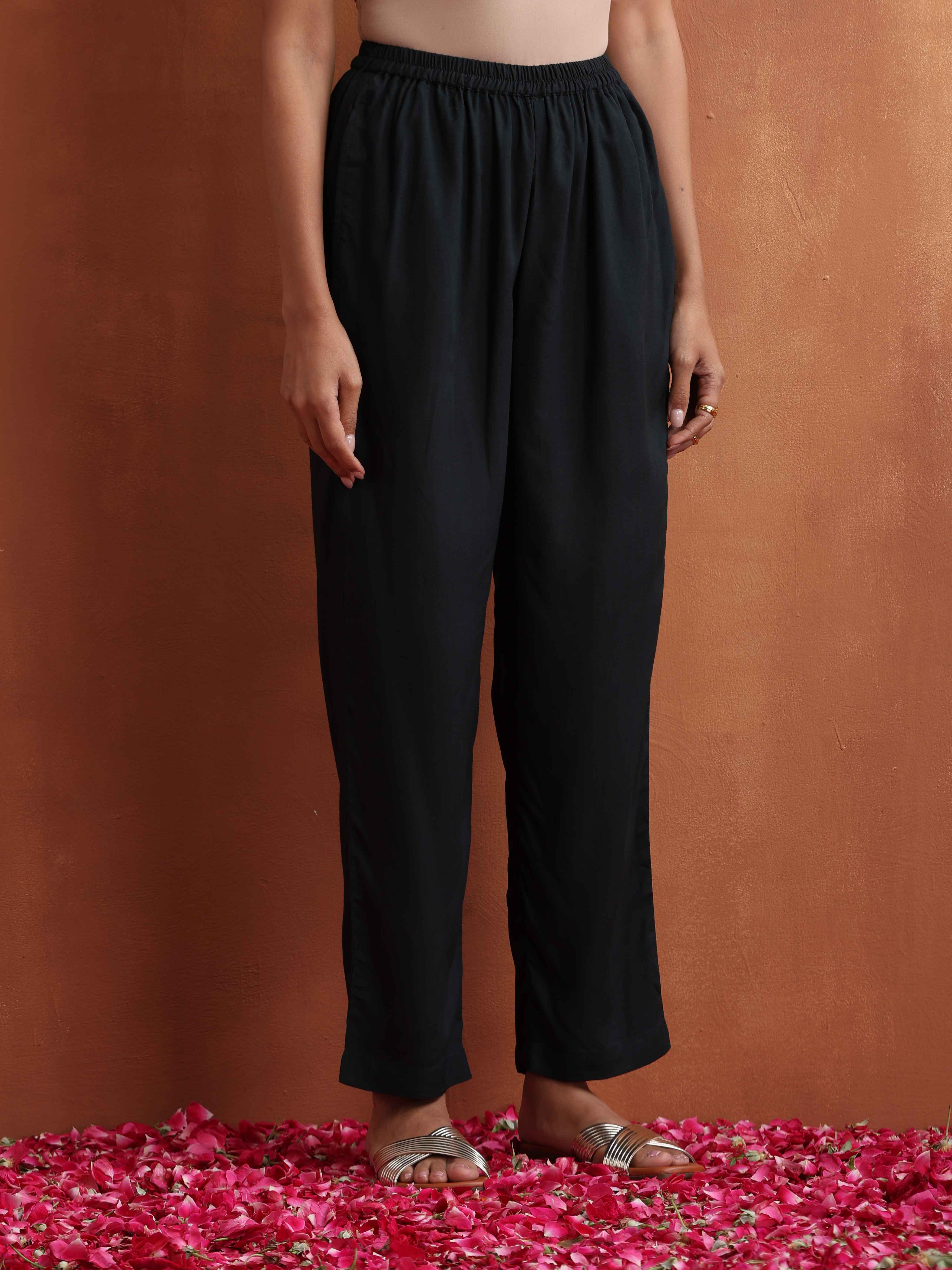 trueBrowns Black Print Kurta Co-ord Set | Grocsy
