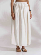 trueBrowns Off-White Cotton Skirt Co-ord Set | Grocsy