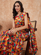 InWeave Women's Multi Color Trangle Skirt Saree | Grocsy