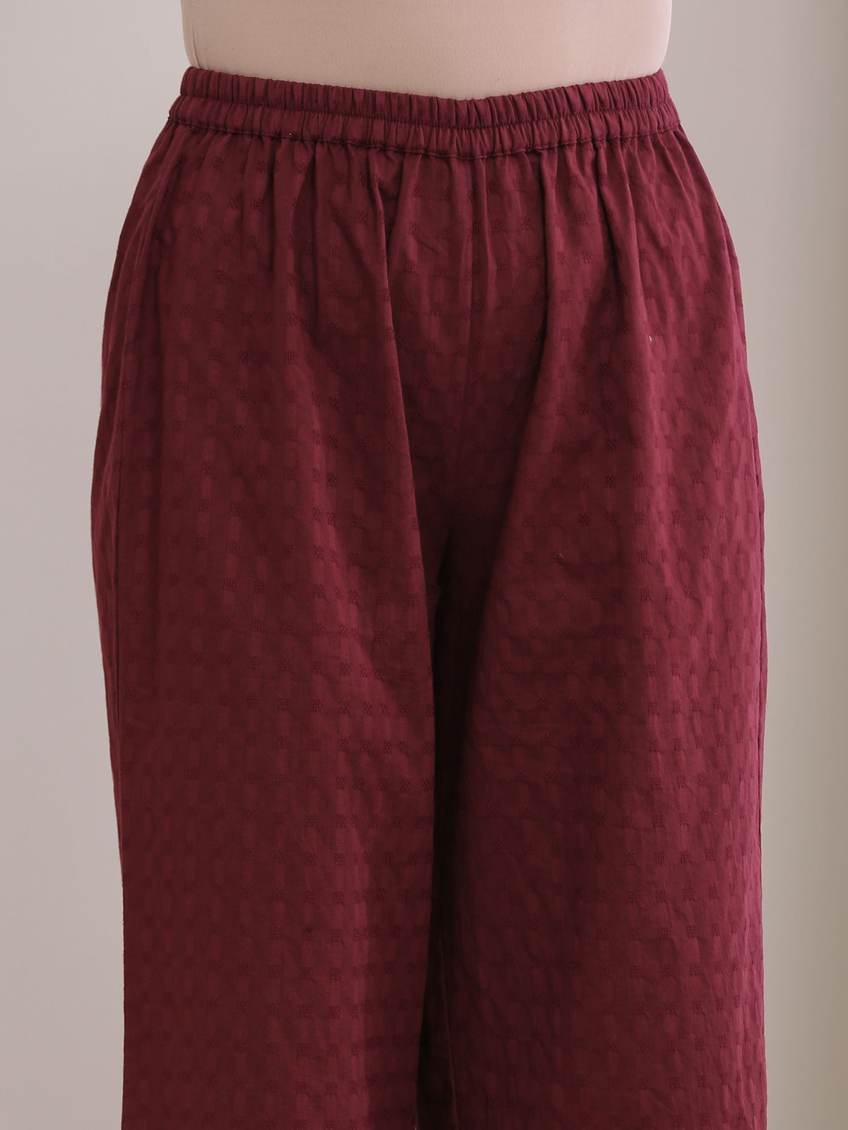 trueBrowns Ruby Wine Dobby Angrakha Pant Set | Grocsy