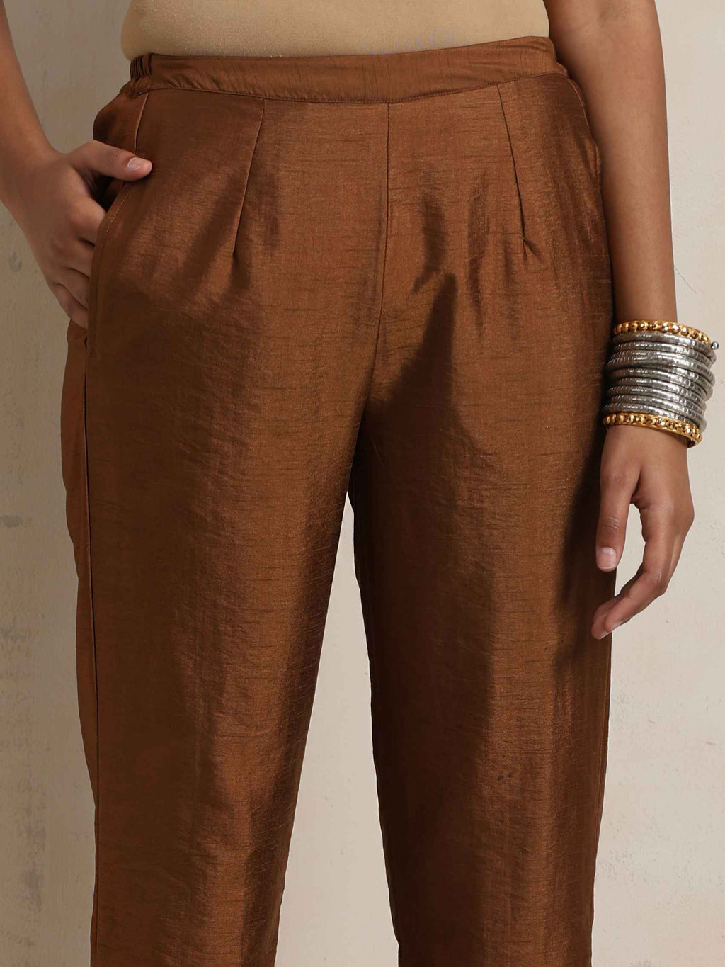 trueBrowns Brown Silk Angrakha Co-ord Set | Grocsy