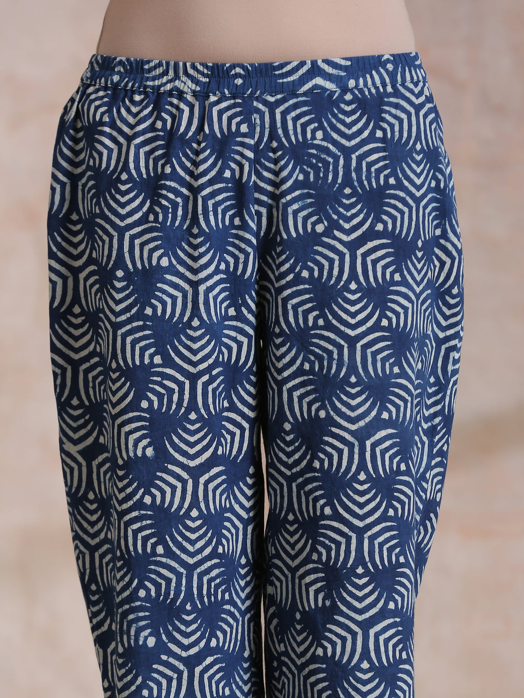 trueBrowns Indigo Dabu Overall Print Cotton Baggy Sleeve Co-Ord Set | Grocsy