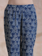 trueBrowns Indigo Dabu Overall Print Cotton Baggy Sleeve Co-Ord Set | Grocsy