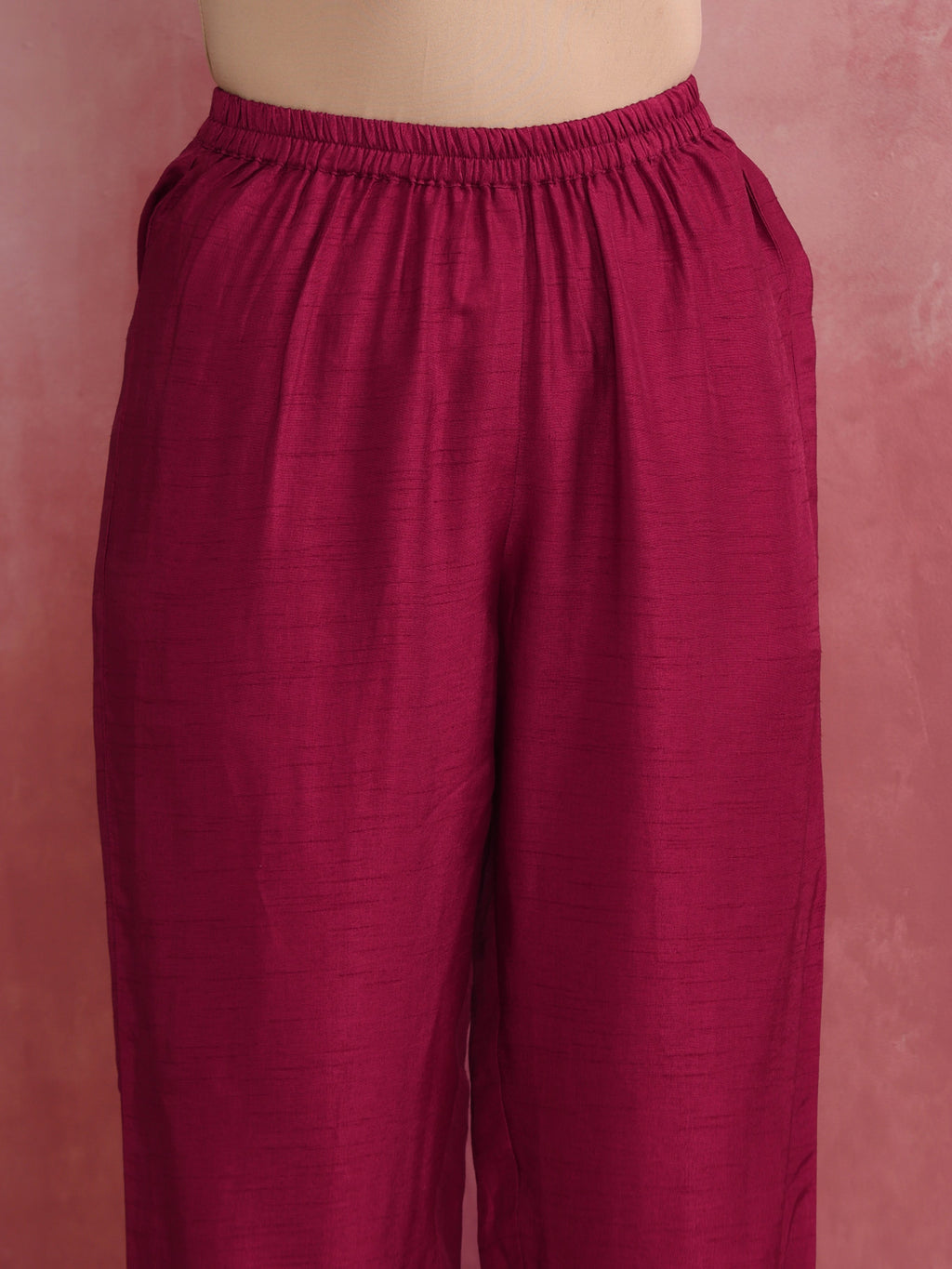 trueBrowns Pink Viscose Silk Kurta Co-ord Set | Grocsy