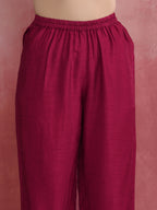 trueBrowns Pink Viscose Silk Kurta Co-ord Set | Grocsy