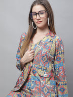 Jainish Women's WoDigital Printed Crop Top and Jacket Set - Multi | Grocsy