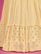 Myra Yellow Pure Georgette Embroidered Gown | Grocsy