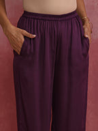 trueBrowns Purple Modal Kurta Co-ord Set | Grocsy