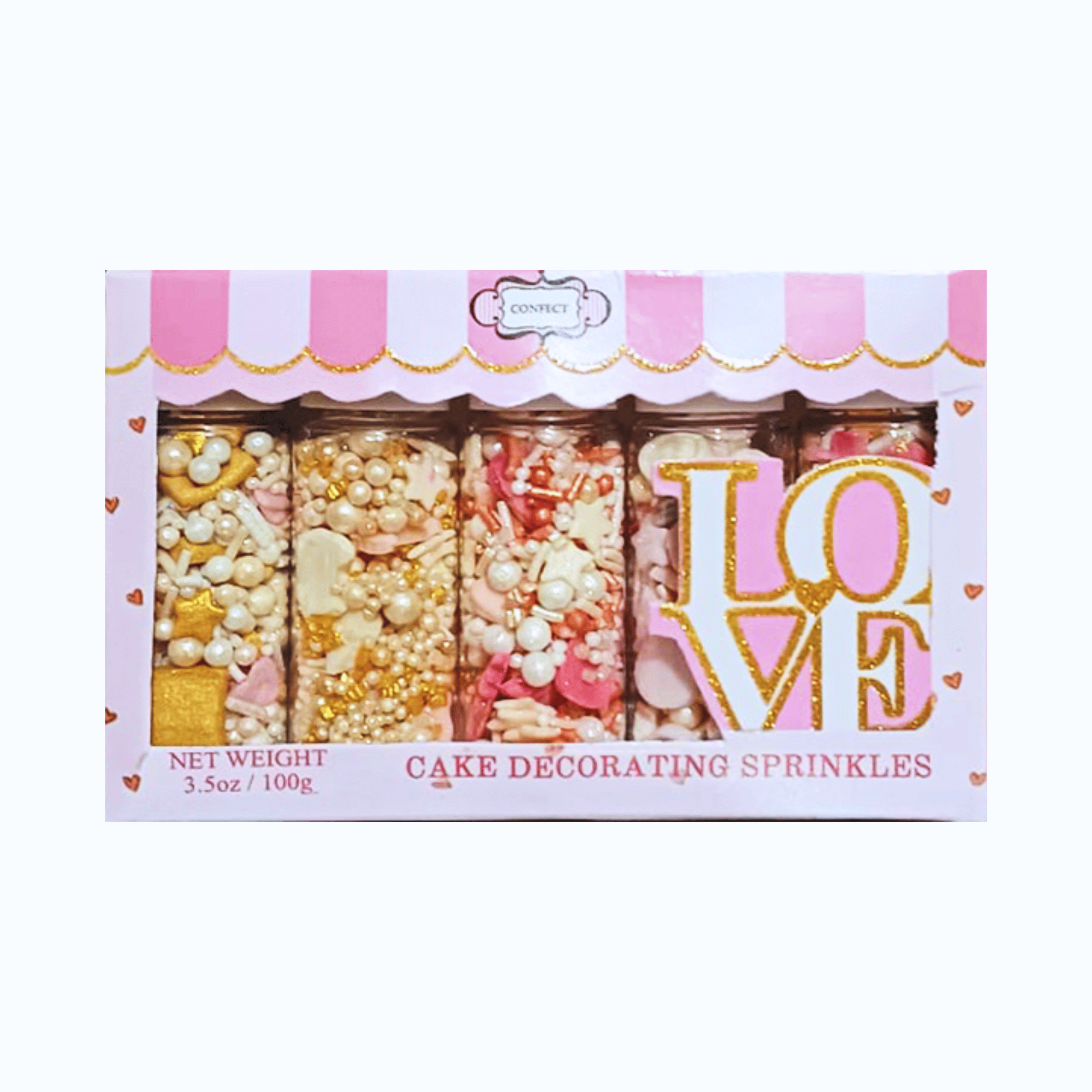 Confect Girls Baby Shower Sprinkles | Mix Heart, Teddy, Baby Feed Bottle & Baby Feet Sprinkles | Grocsy