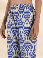 trueBrowns Blue Cotton Ikat Sleeveless Co-ord Set | Grocsy