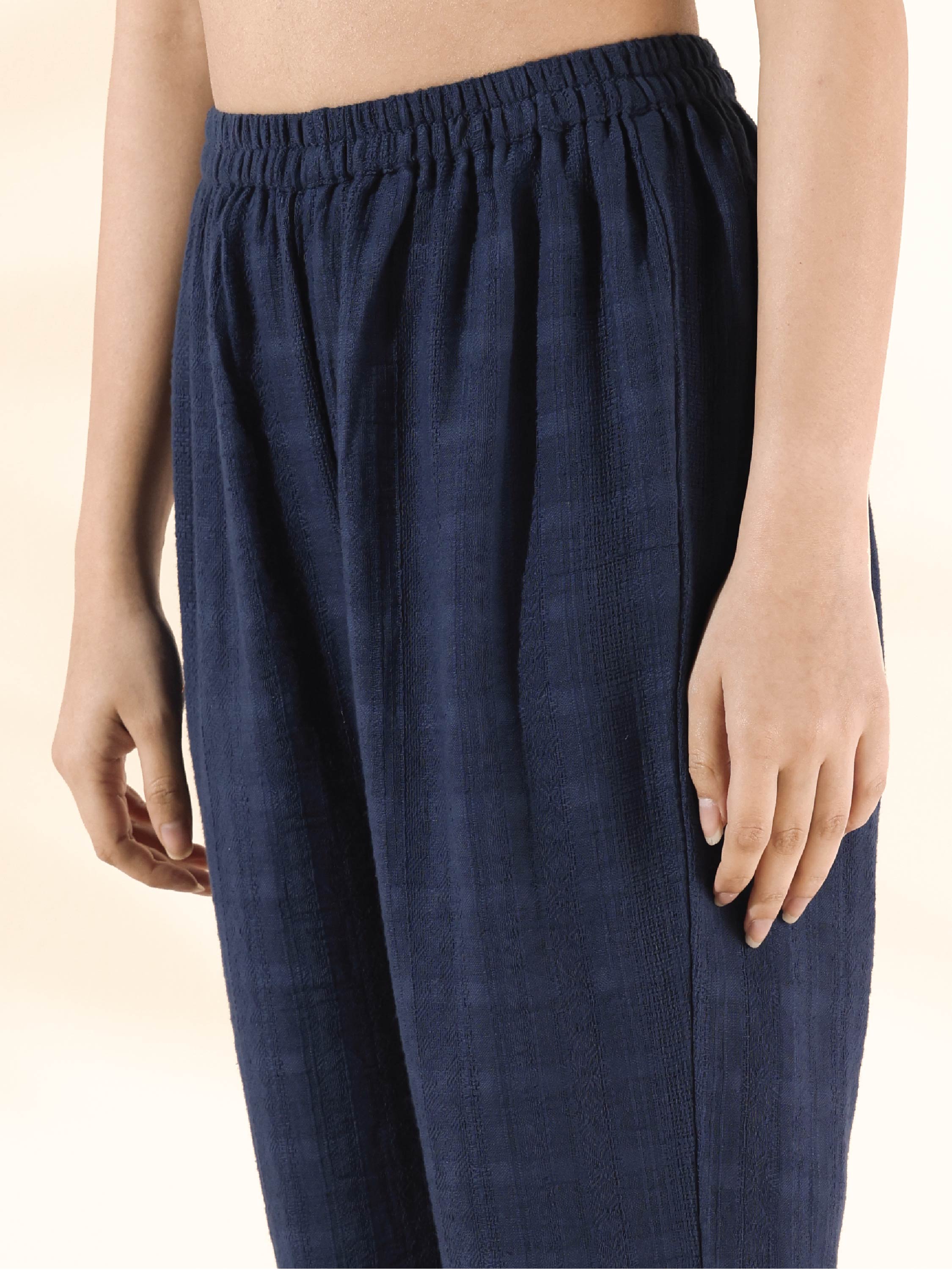 trueBrowns Blue Cotton Dobby Regular Co-ord Set | Grocsy