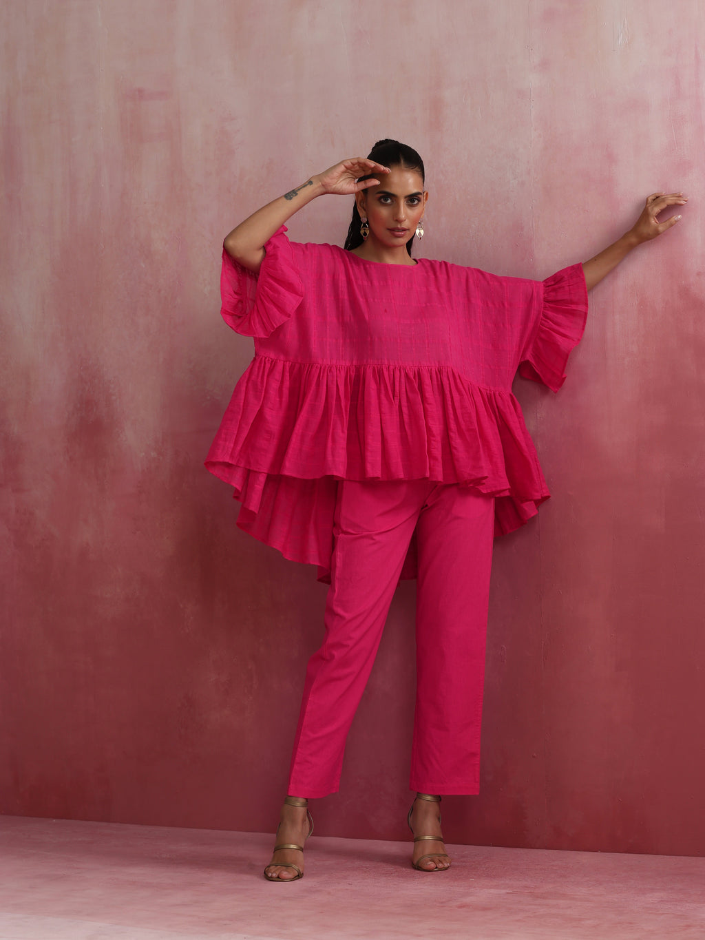 trueBrowns Pink Cotton Dobby Co-ord set | Grocsy