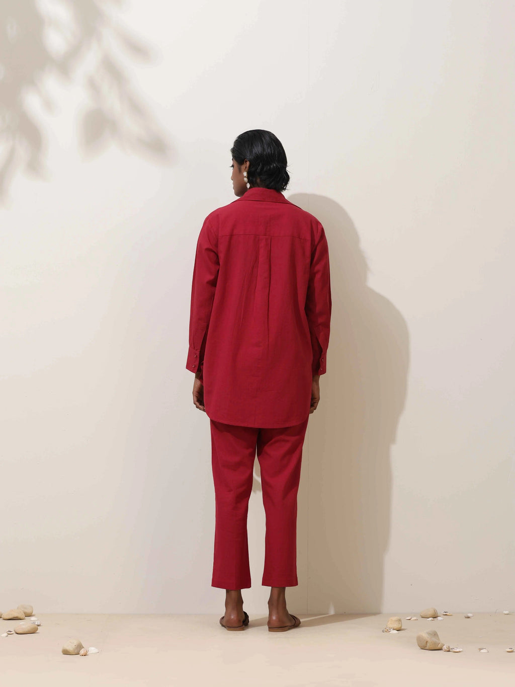 trueBrowns Maroon Cotton Linen Co-Ord Set | Grocsy
