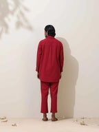 trueBrowns Maroon Cotton Linen Co-Ord Set | Grocsy