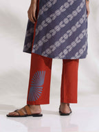 trueBrowns Grey Cotton Print Highslit Kurta Set | Grocsy