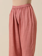 trueBrowns Light Mauve Slub Textured Sleeveless Short Co-Ord Set | Grocsy