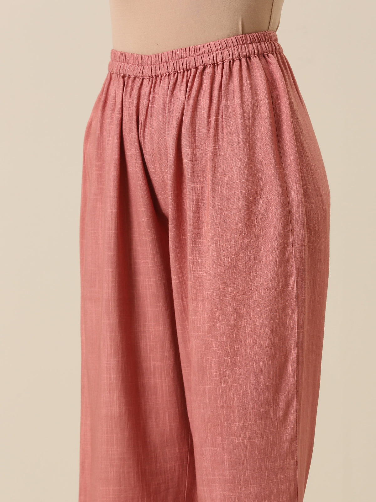 trueBrowns Light Mauve Slub Textured Sleeveless Short Co-Ord Set | Grocsy