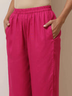trueBrowns Pink Viscose Kurta Pant Set | Grocsy