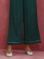 trueBrowns Dark Green Cotton Dobby Kurta Co-ord set | Grocsy