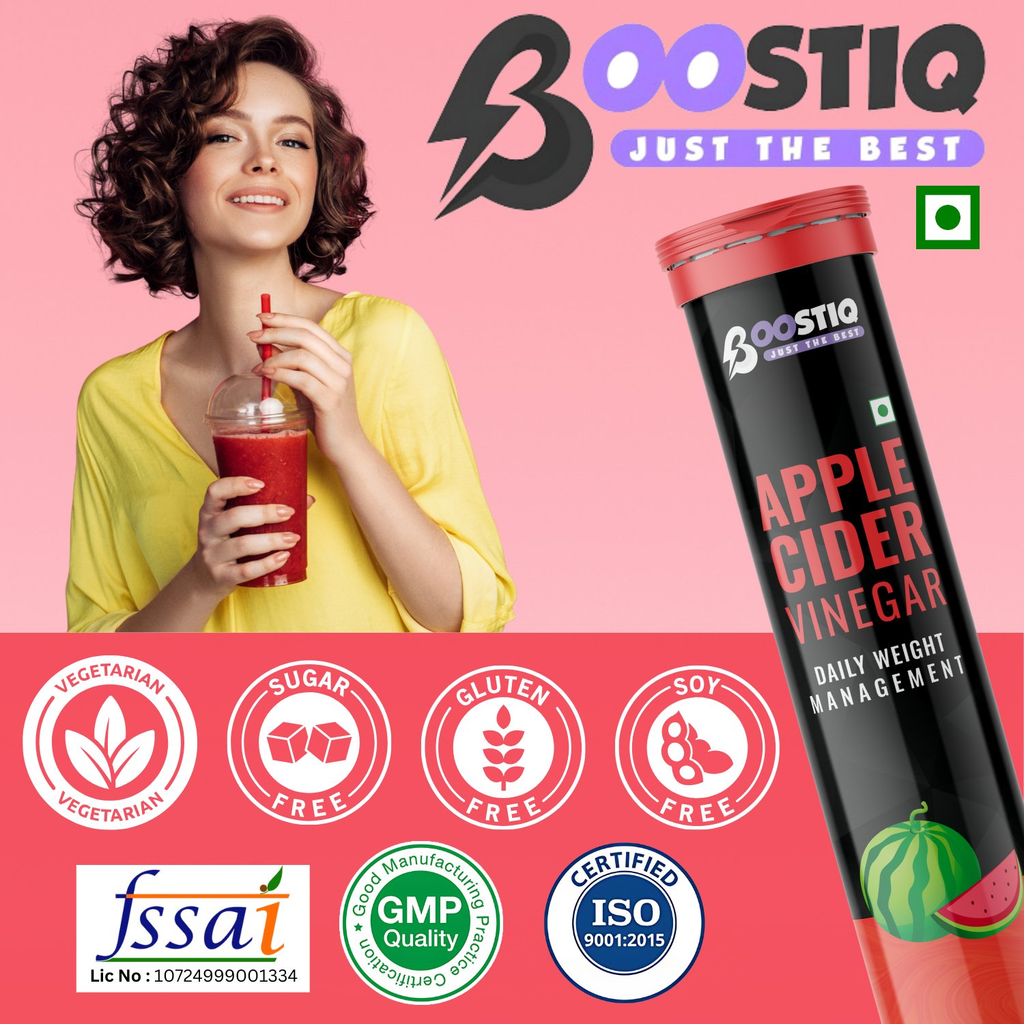 BOOSTIQ Apple Cider Vinegar Effervescent Tablets - Watermelon Flavour | Grocsy