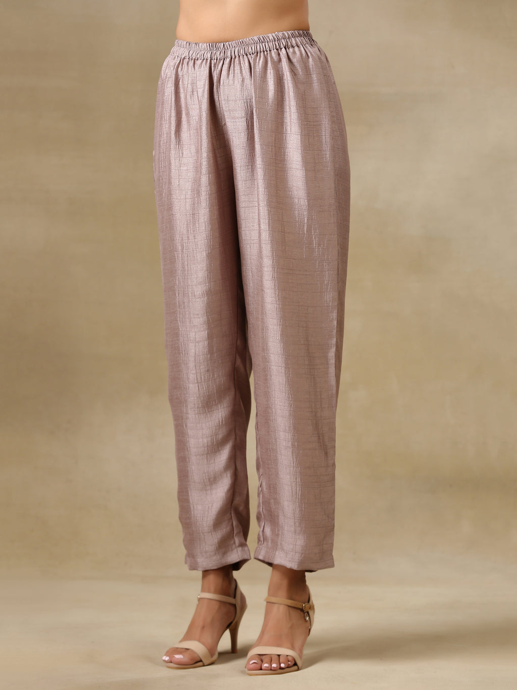 trueBrowns Grey Textured Silk High Low Kaftan Pant Set | Grocsy