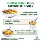 The Indus Valley TurboCuk Tri-ply Stainless Steel Cookware Set: 2.2L Kadai+ 1.4L Frypan+  1.2L Tea/Milk pan, Premium Quality, 3 Layer Thick Body, 100% Toxin-free, Non-stick, Induction & Gas | Grocsy