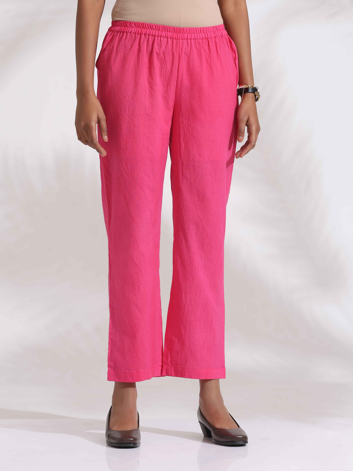 trueBrowns Pink Cotton Print Sleeveless Kurta Set | Grocsy