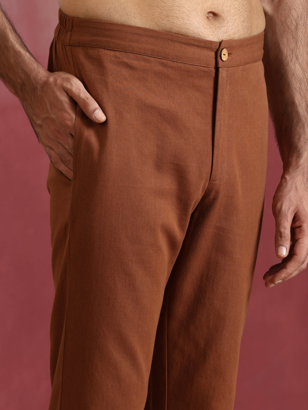 trueBrowns Men's Brown Cotton Shirt Collar Stylized Kurta Co-ord set | Grocsy
