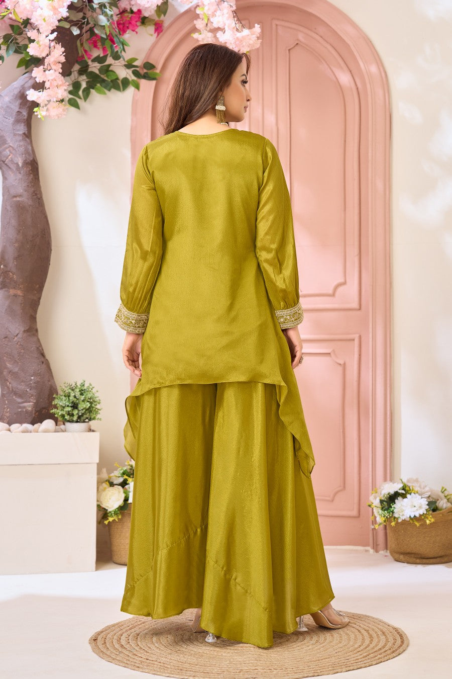 Anaita Parrot Readymade Suit with Coding Work | Grocsy