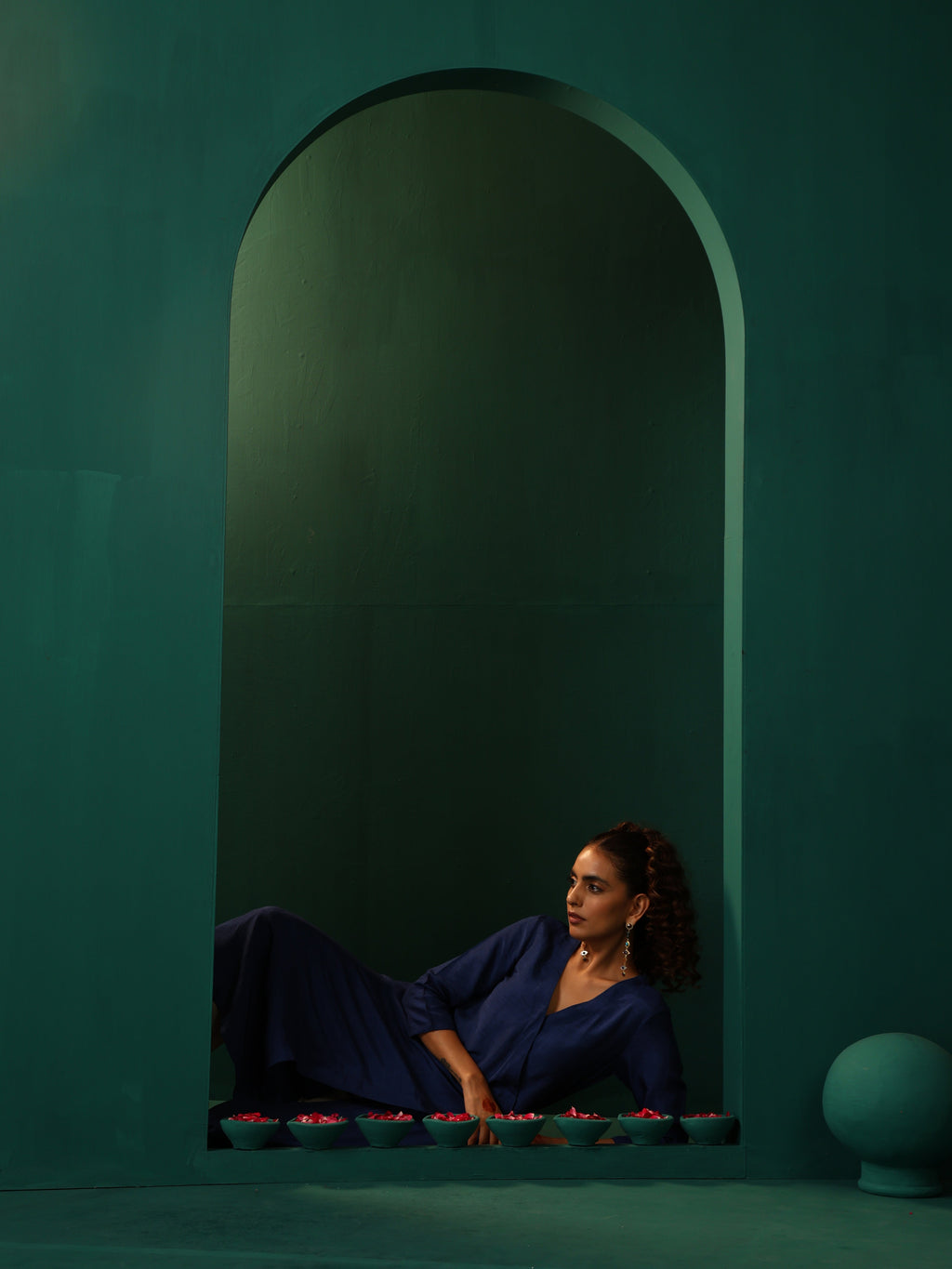 trueBrowns Blue Silk Angrakha Kurta Pant Set | Grocsy