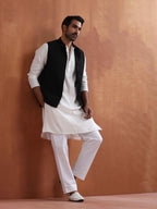 trueBrowns Men's Ivory Sequin Chanderi Kurta | Grocsy